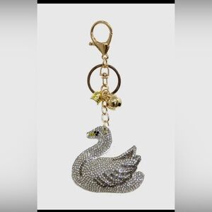 Swan Keychain with Gold Accents